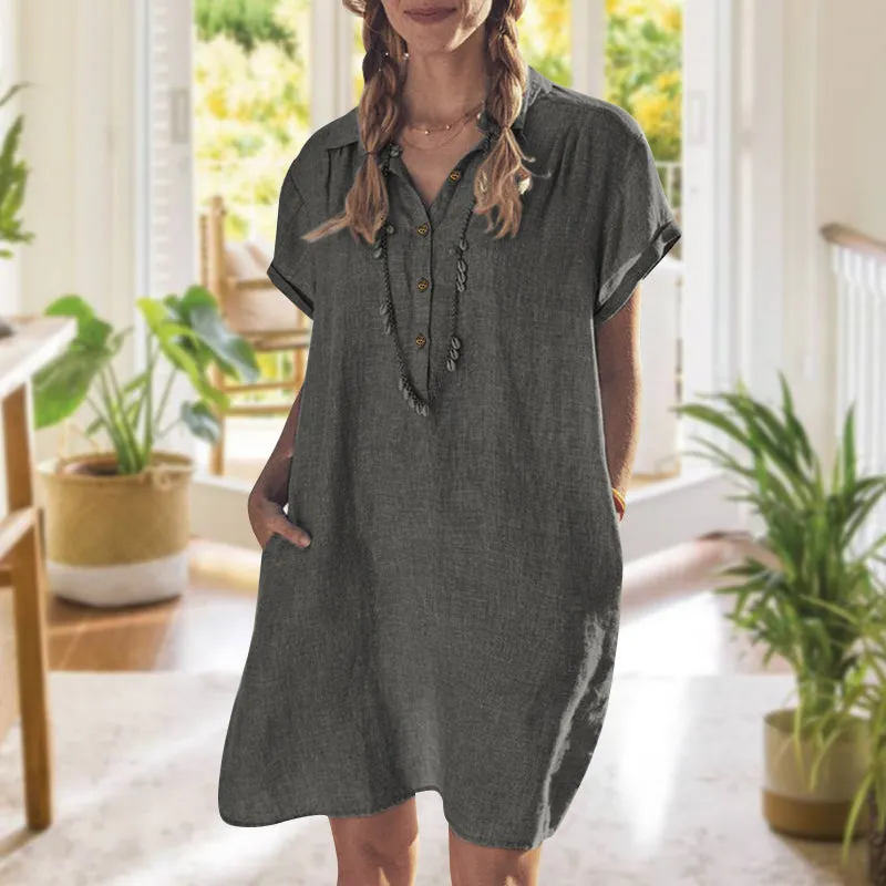 Plain shirt dress with pockets - perfect for summer