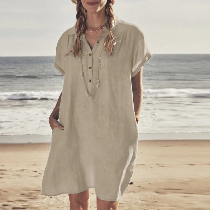 Plain shirt dress with pockets - perfect for summer