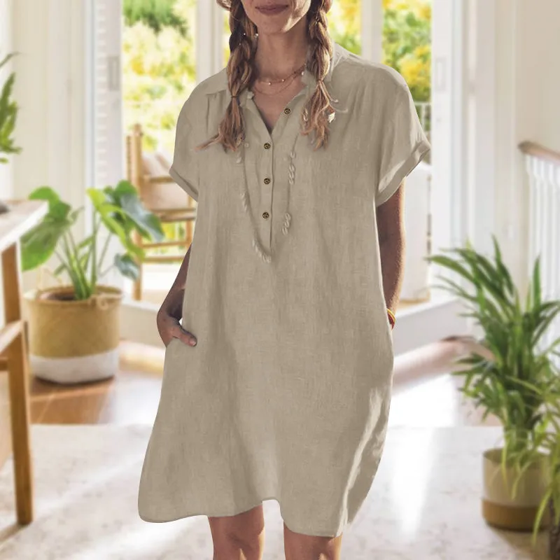 Plain shirt dress with pockets - perfect for summer