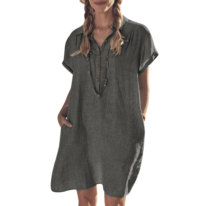 Plain shirt dress with pockets - perfect for summer