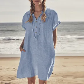 Plain shirt dress with pockets - perfect for summer