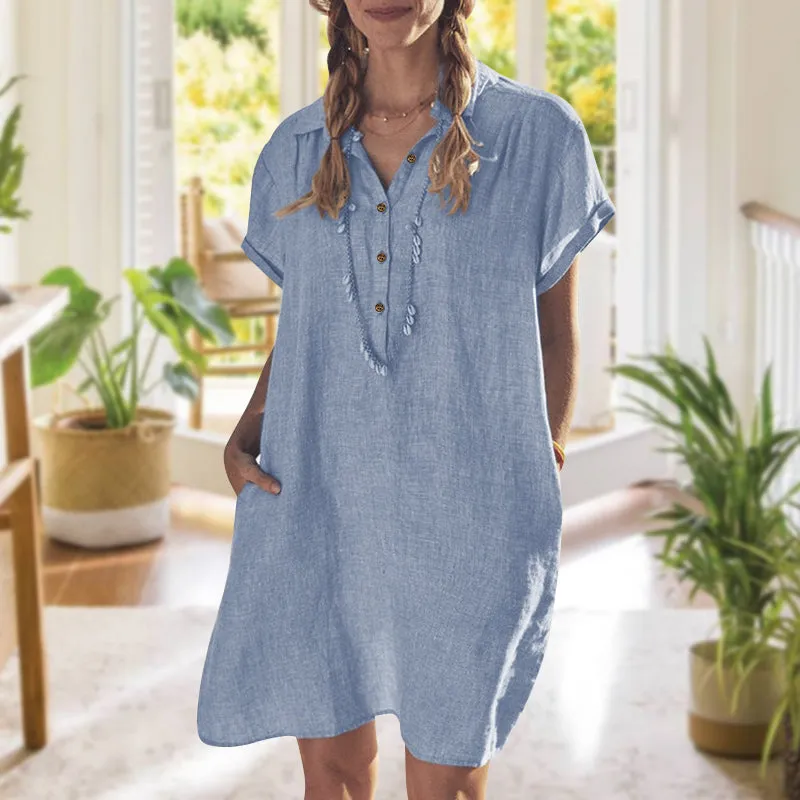 Plain shirt dress with pockets - perfect for summer