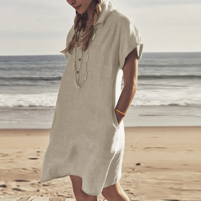 Plain shirt dress with pockets - perfect for summer