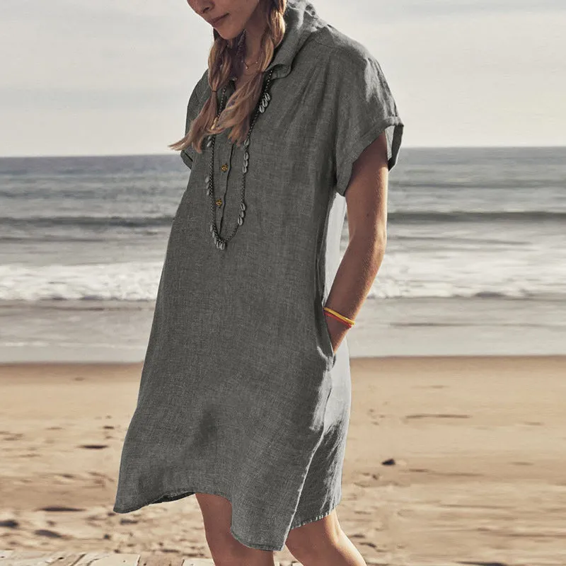 Plain shirt dress with pockets - perfect for summer