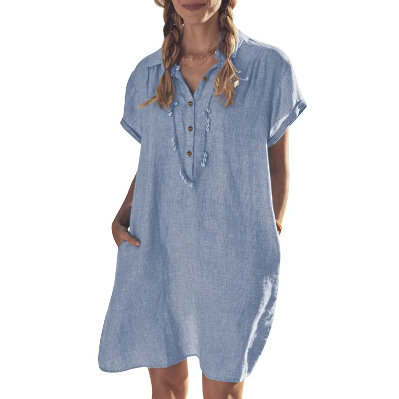 Plain shirt dress with pockets - perfect for summer