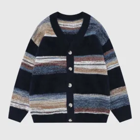 Rainbow Striped Gradient Cardigan