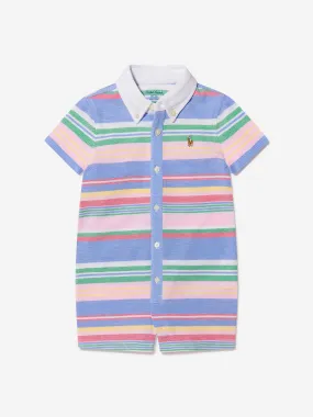 Ralph Lauren Baby Boys Striped Oxford Romper in Multicolour