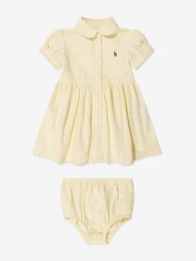 Ralph Lauren Baby Girls Striped Oxford Shirt Dress in Yellow