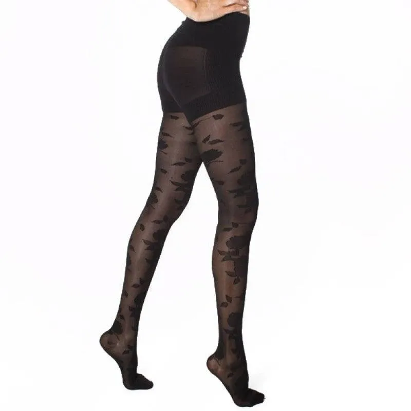 RejuvaHealth 15-20mmHg Sheer Floral Compression Pantyhose