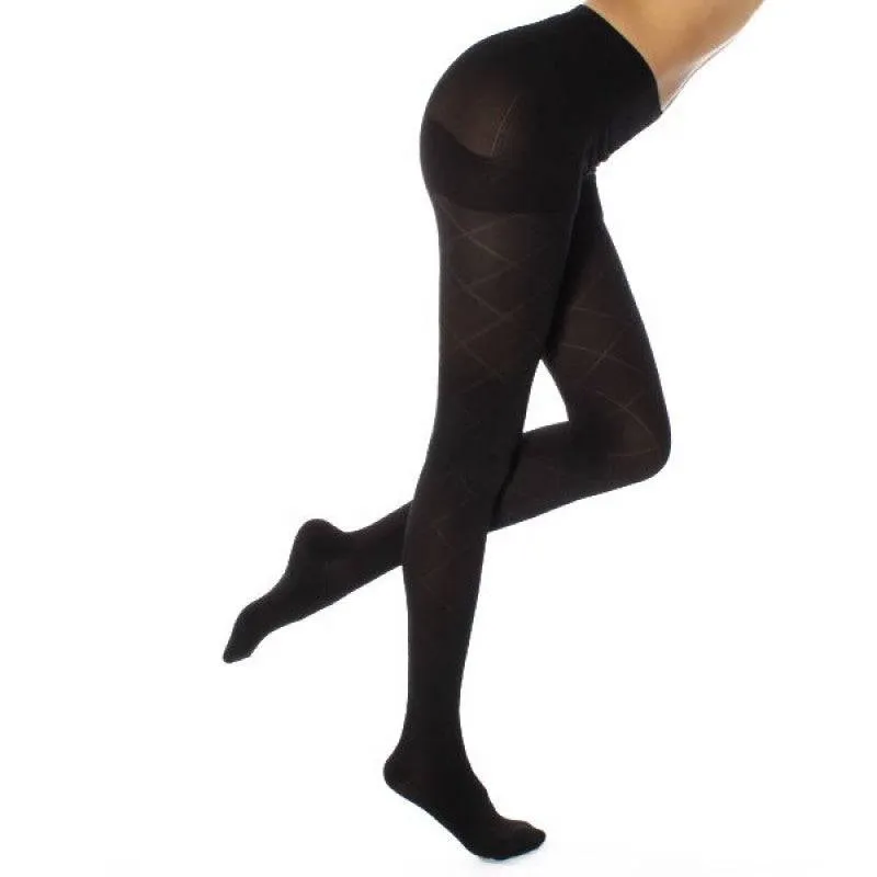 Rejuvahealth Opaque Black Diamond 20-30mmHg Compression Pantyhose