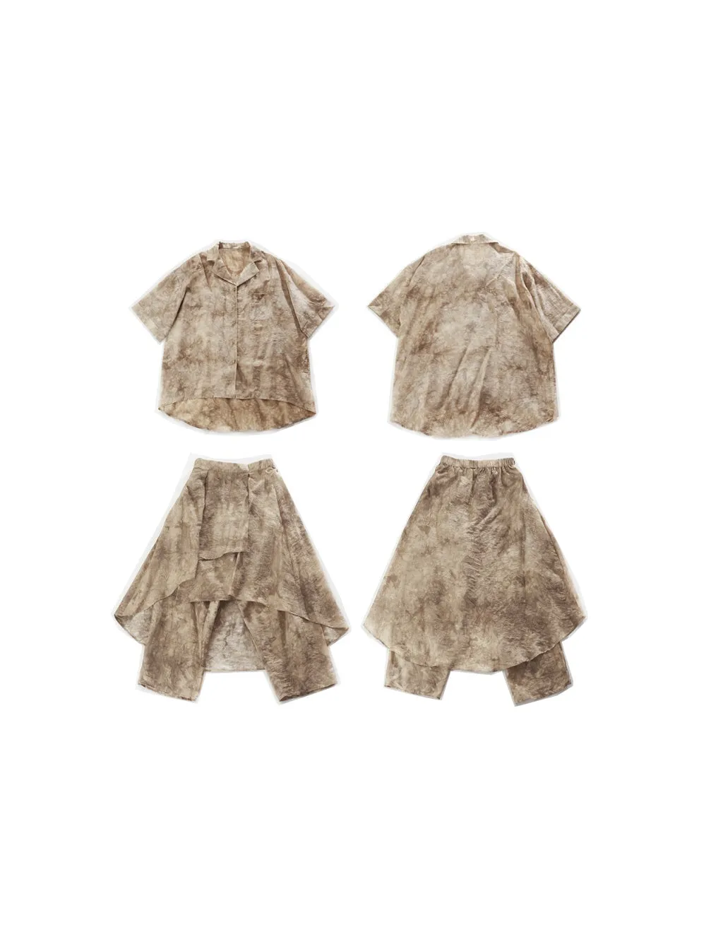 Retro Jacquard Loose Shirt & Skirt Pants Set