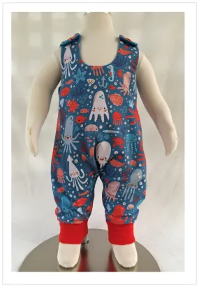 Reversible baby romper sewing pattern KINDY KNIT ROMPER knit fabric romper sizes 3 months to 3 years