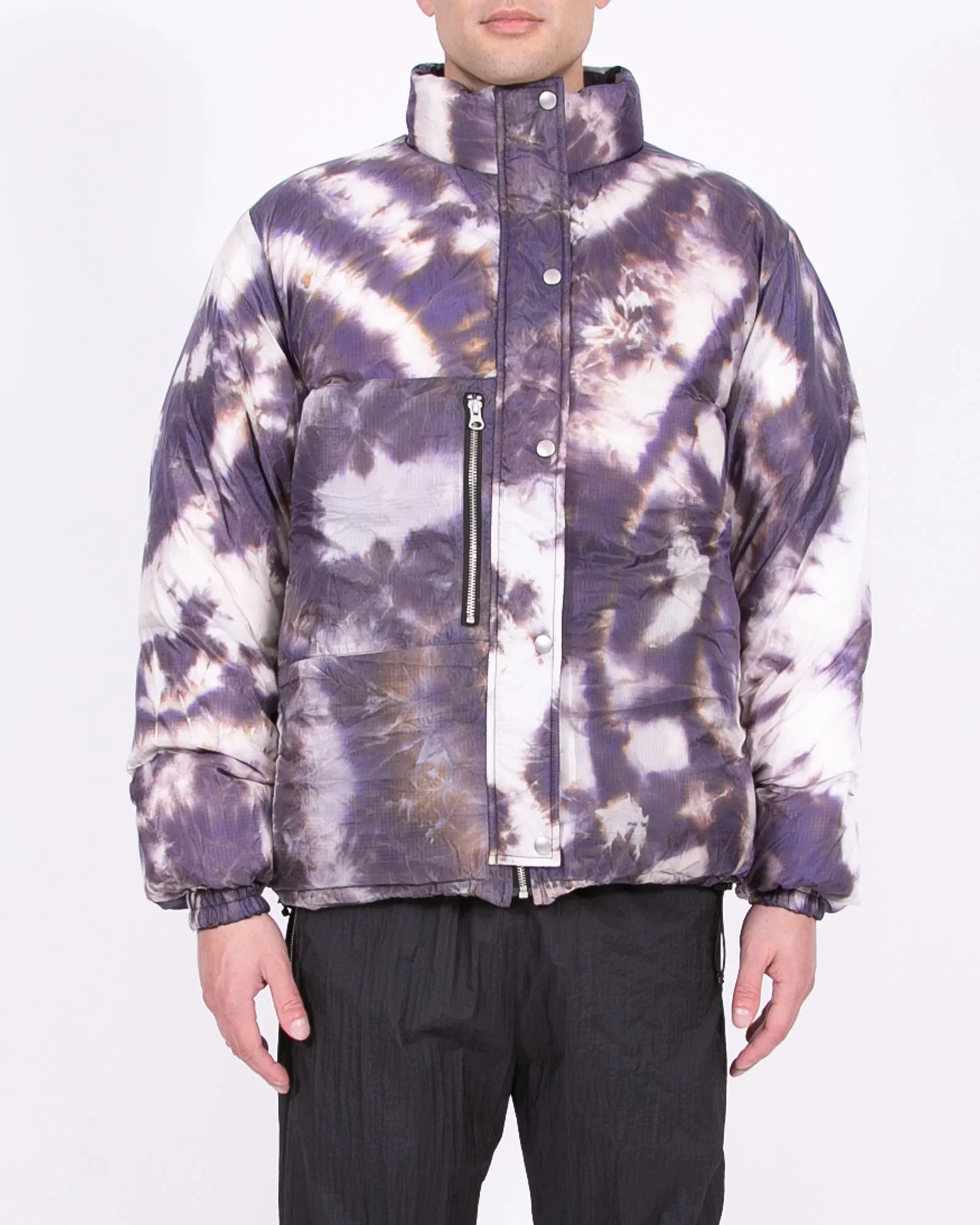 Reversible Puffer Jacket - Black/Purple Ash Dyed