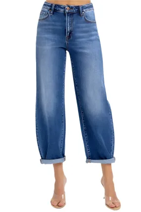 Risen Jeans - High Rise Crop Barrel Jeans - PGA21024