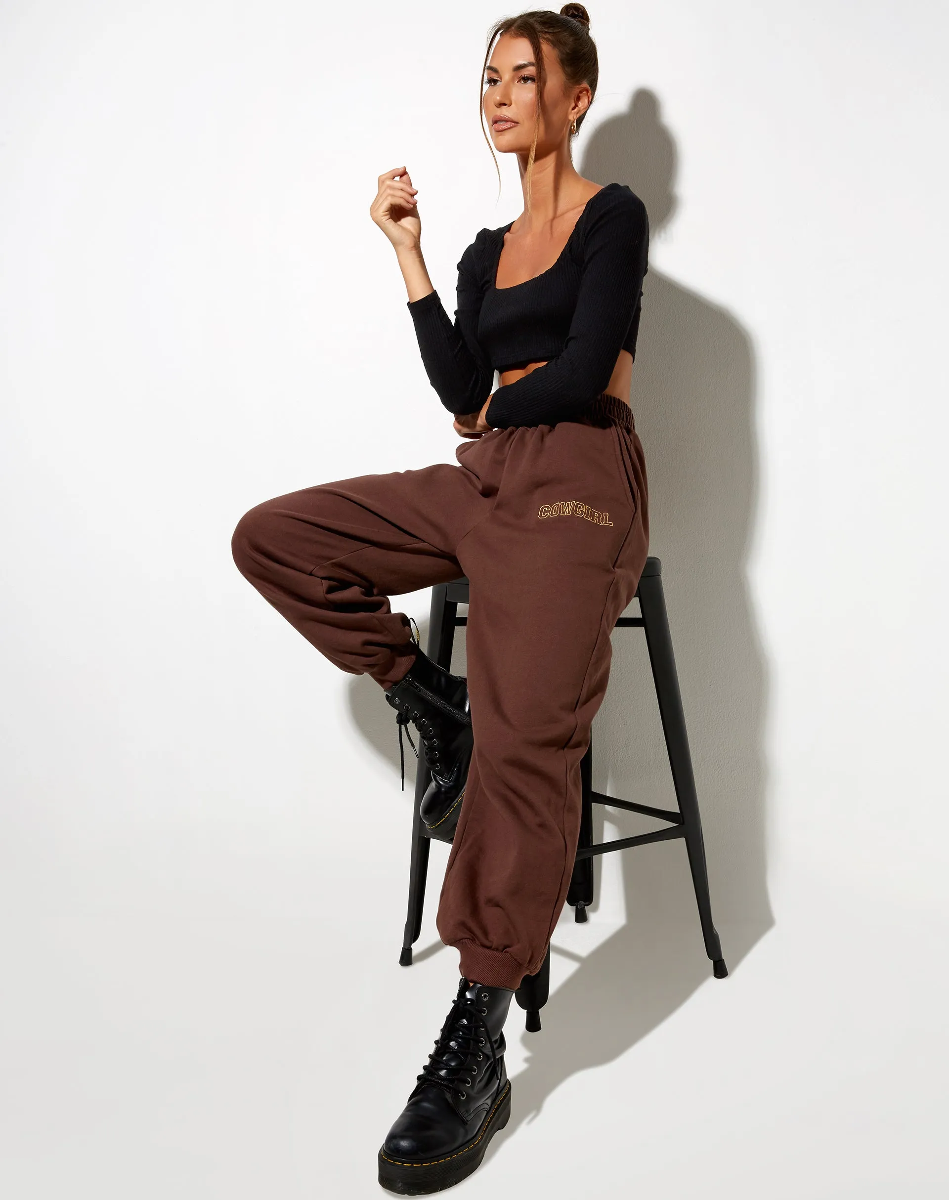 Roider Jogger in Deep Mahogany 'Cowgirl' Gold Embro