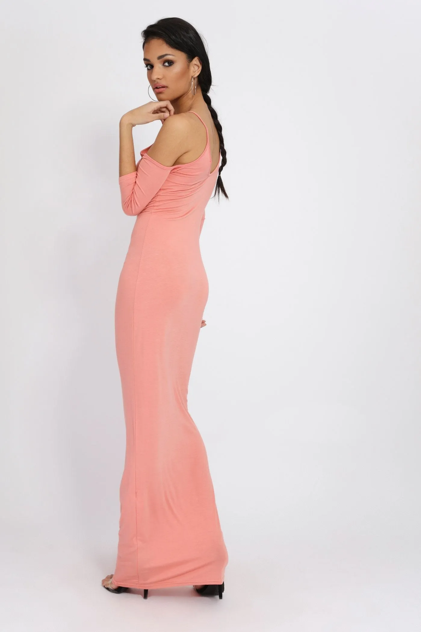 Rose Open Shoulder Maxi Dress