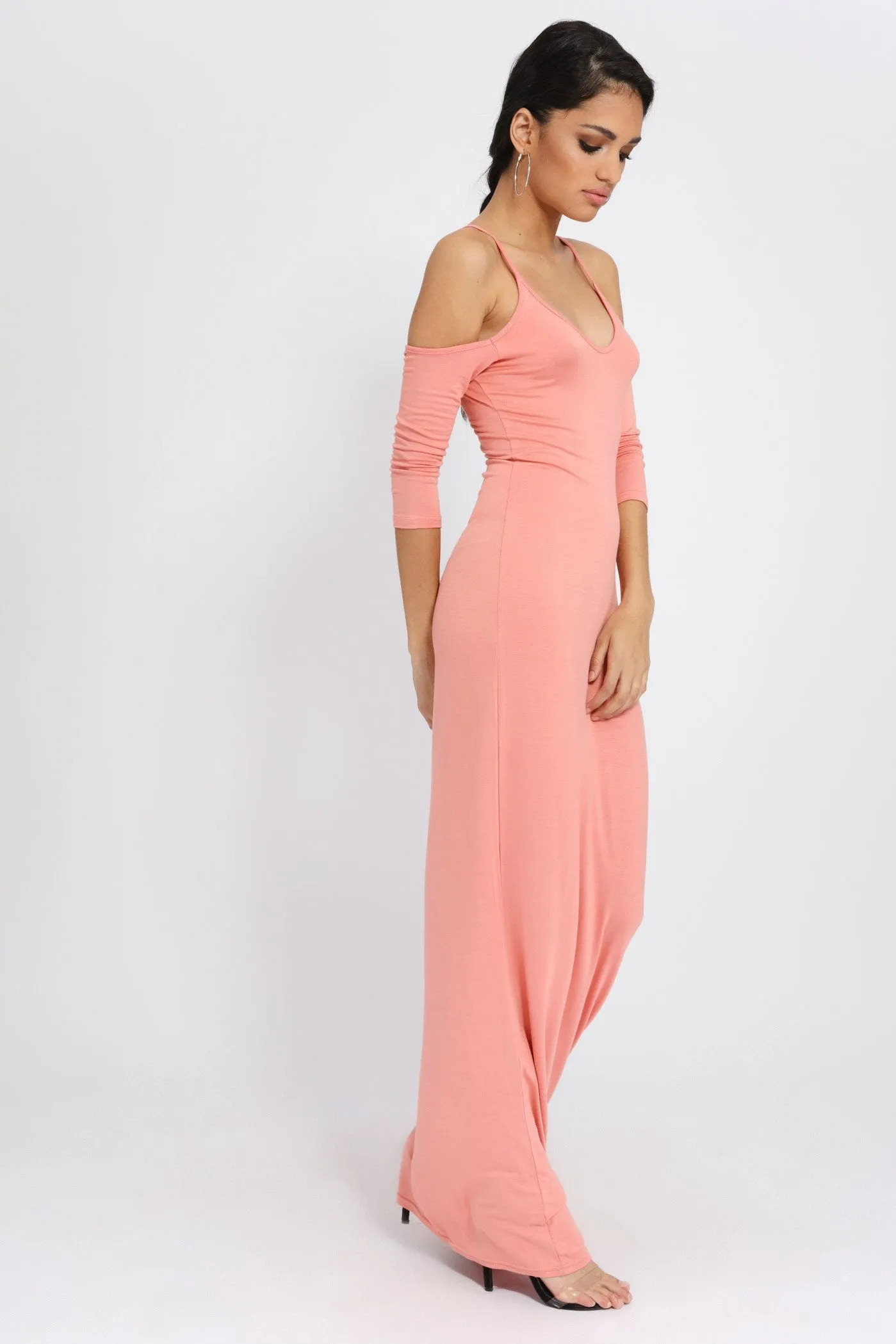 Rose Open Shoulder Maxi Dress