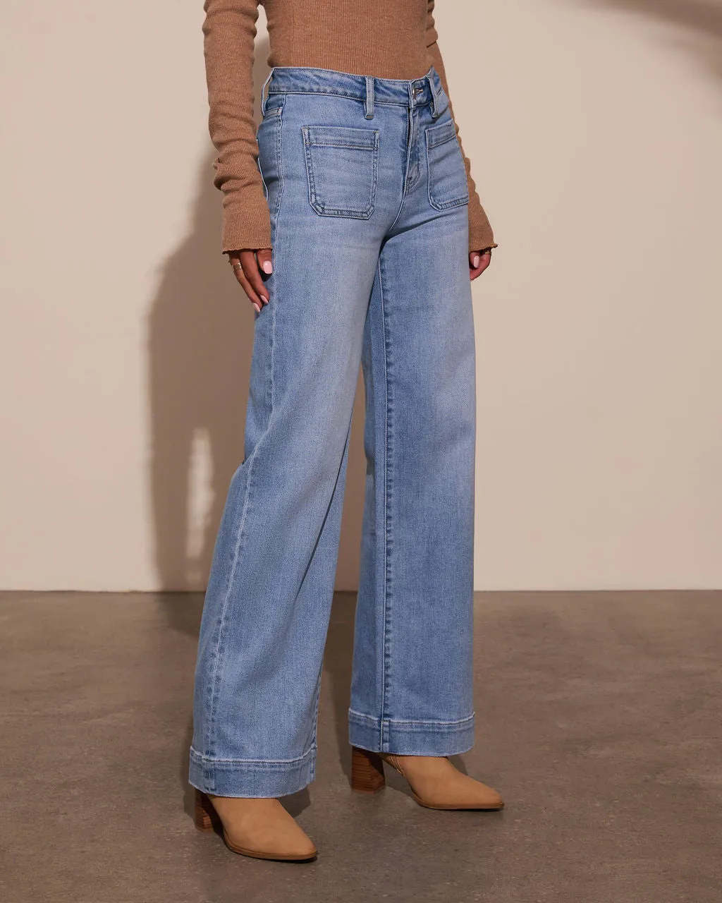 Rugged Charm High Rise Wide Leg Jeans