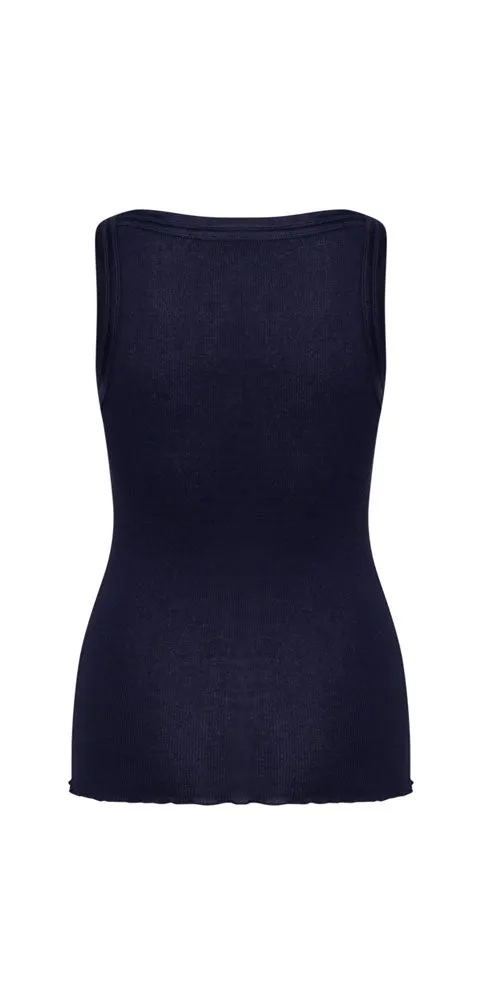 Saint Tropez Cotton/Silk Tank, navy