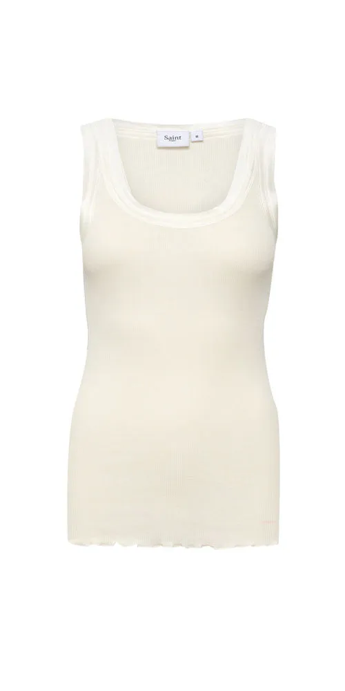 Saint Tropez Cotton/Silk Tank, off-white