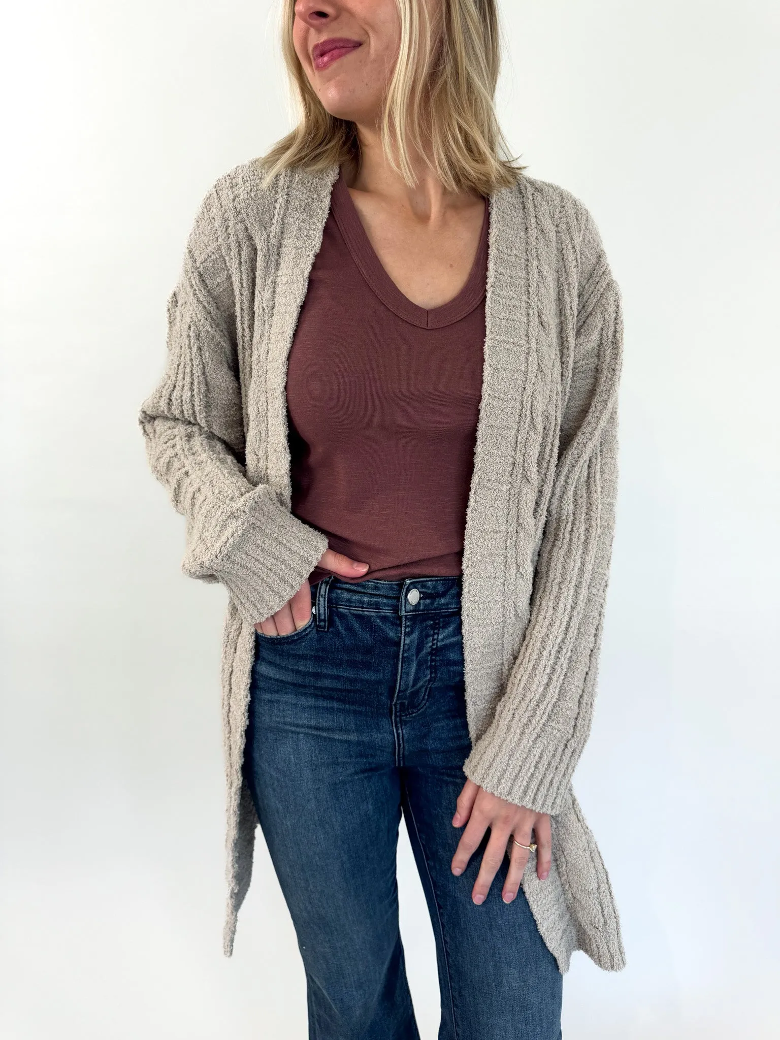 Sarah Solid Twist Knit Cardigan