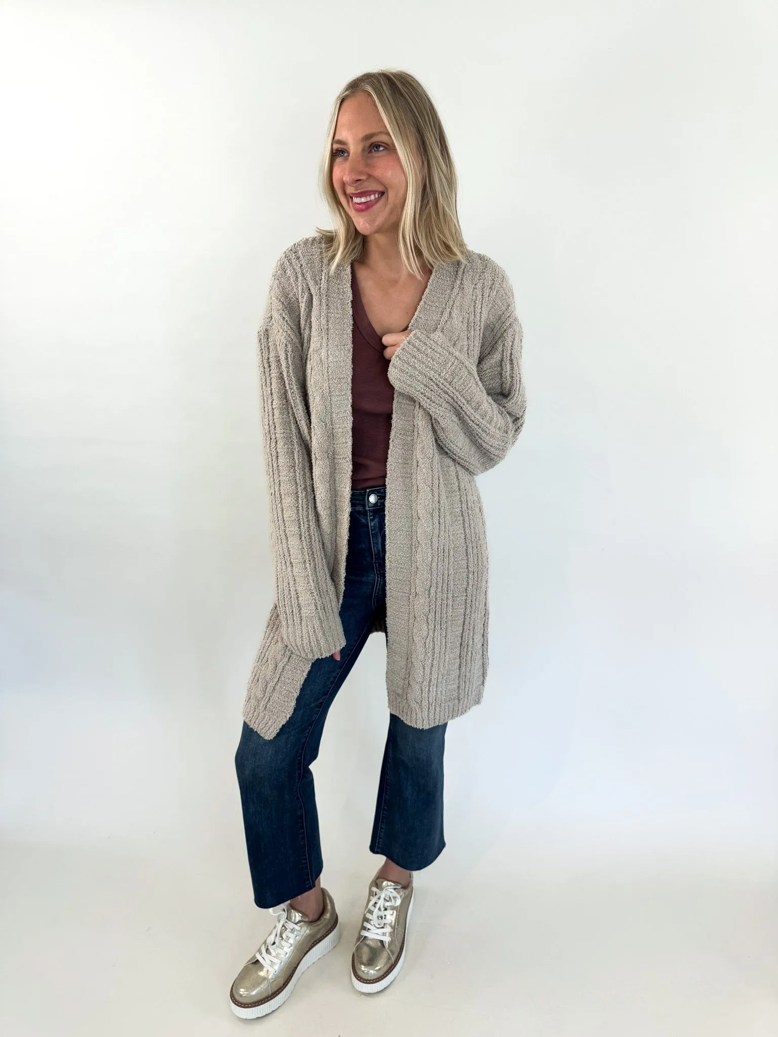 Sarah Solid Twist Knit Cardigan