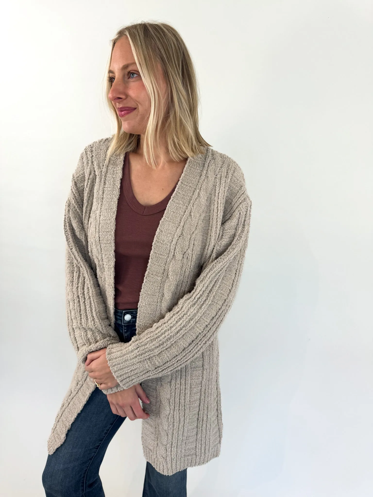 Sarah Solid Twist Knit Cardigan