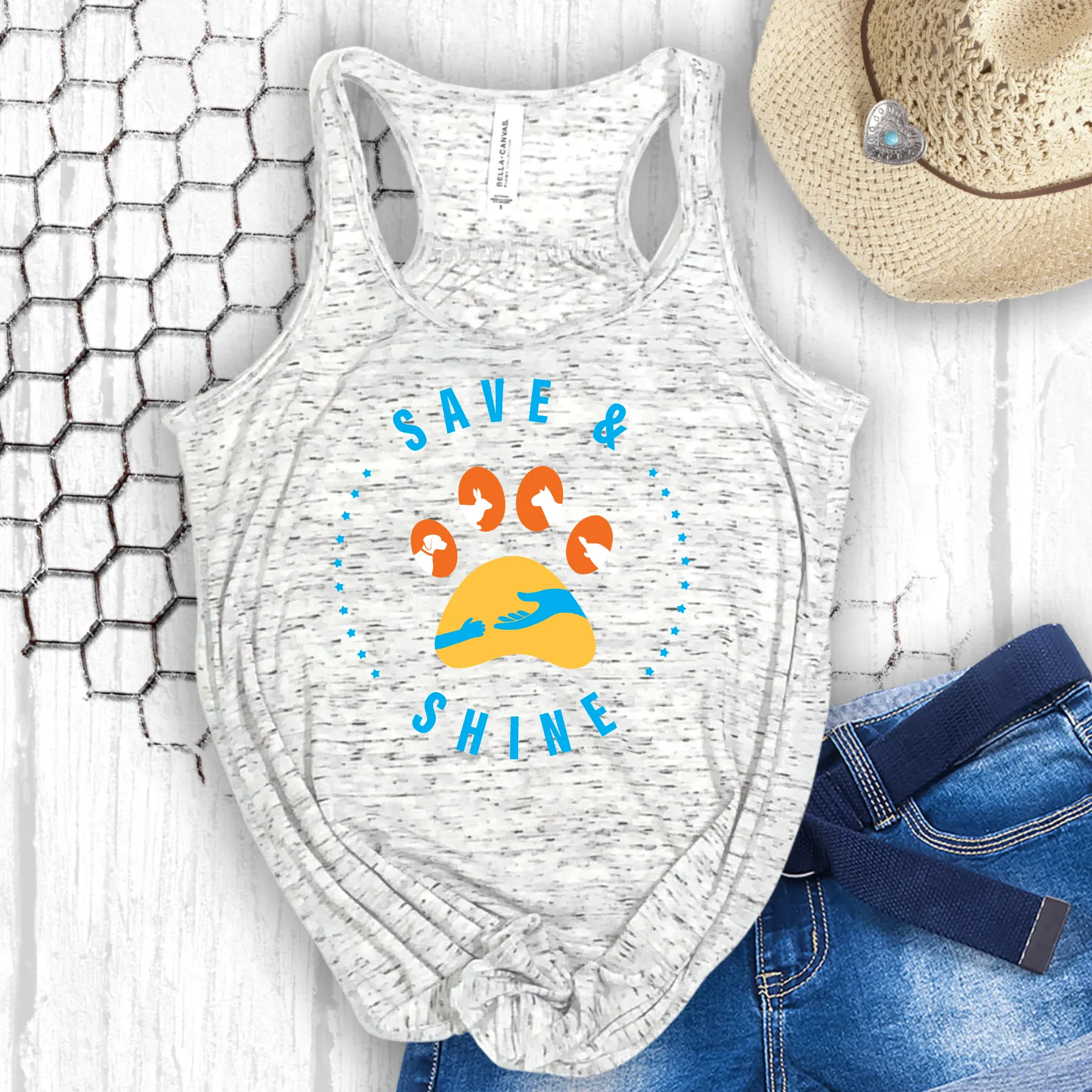 Save and Shine Flowy Racerback Tank