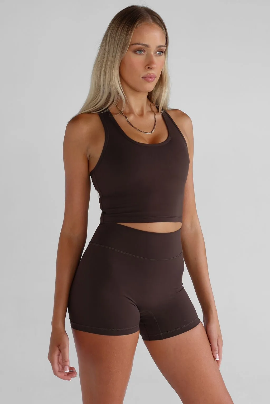 Signature Racer Back Crop - Mocha