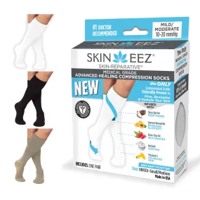 Skineez Medical Grade Advanced Healing Compression Socks, Clinically Proven to Firm, Moisturize, and Revitalize Skin, Foot Arch, Heel, and Nerve Pain Relief, 1 Pair