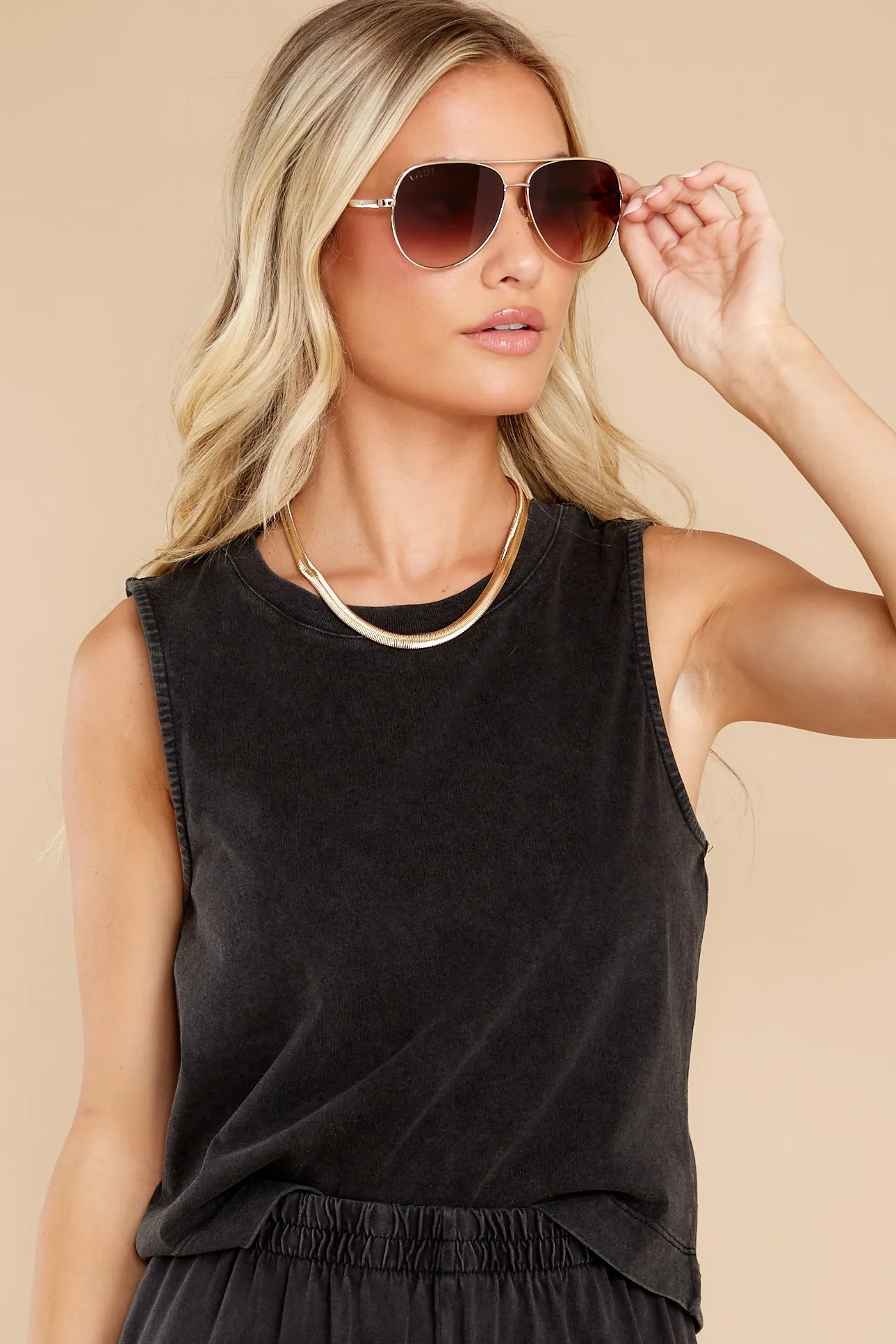 Sloan Black Cotton Jersey Tank