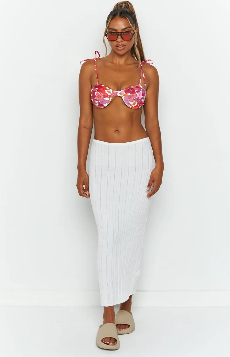 SNDYS Baha Ribbed Skirt White