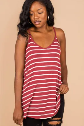 Somewhere Out There Brick Red Striped Tank