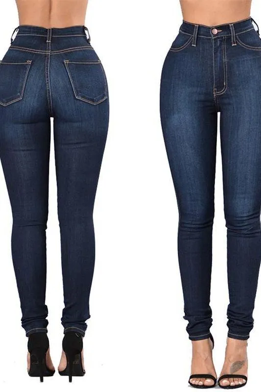 Stretch High Waist Casual Slim Jeans