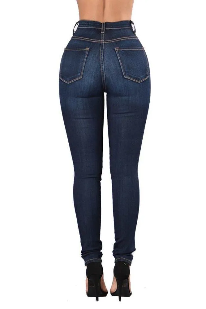 Stretch High Waist Casual Slim Jeans