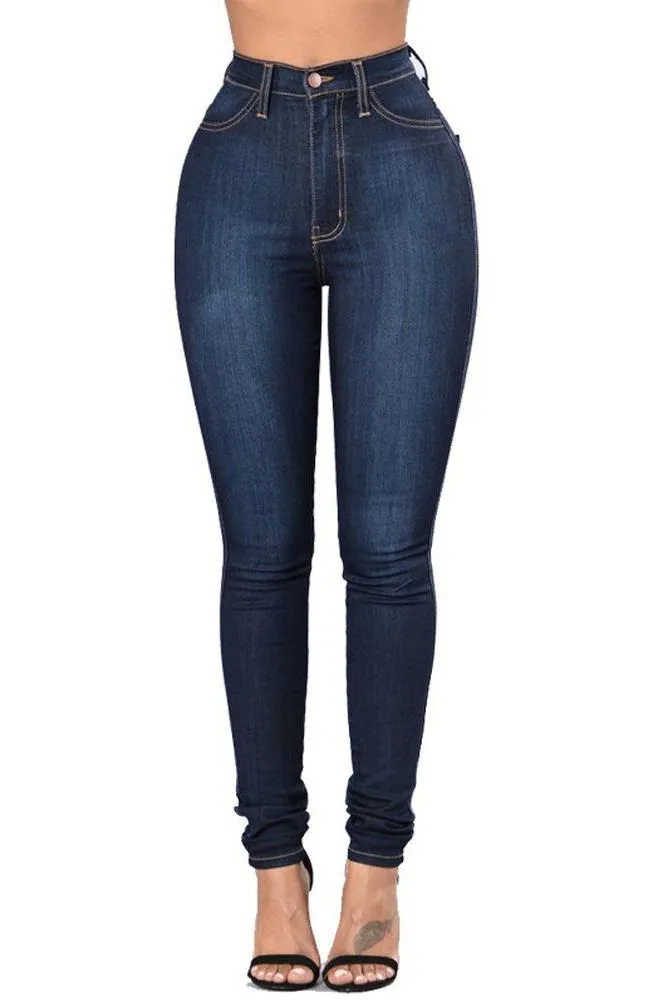 Stretch High Waist Casual Slim Jeans