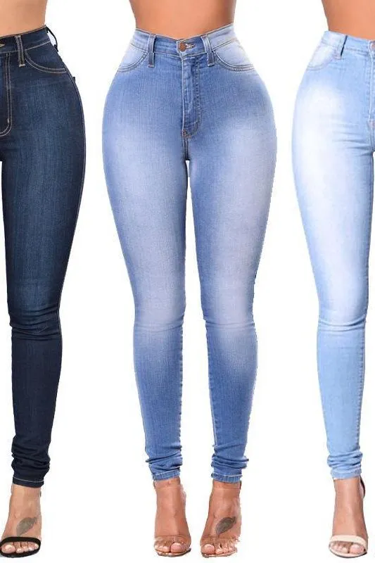 Stretch High Waist Casual Slim Jeans