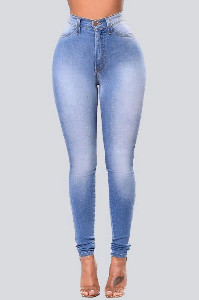 Stretch High Waist Casual Slim Jeans