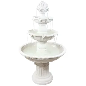 Sunnydaze 3-Tier Outdoor Water Fountain with Fruit Top - White - 52" H