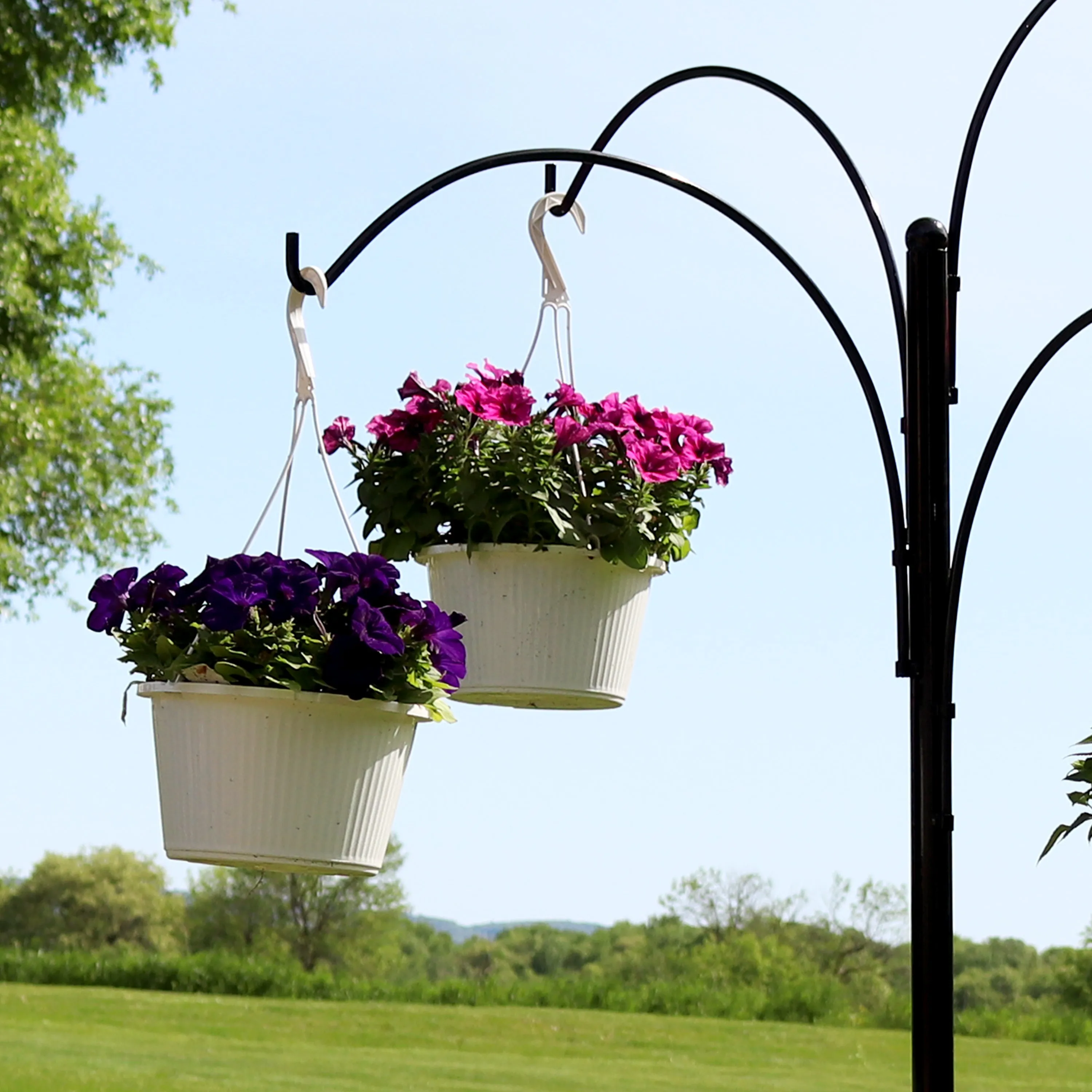 Sunnydaze 4-Arm Hanging Basket Stand with Adjustable Arms - 84" H