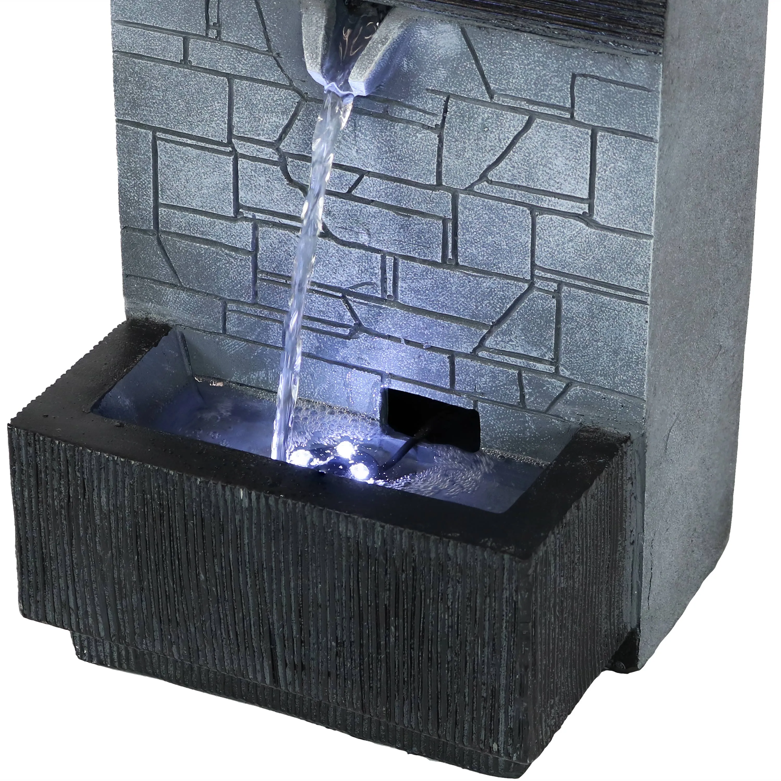 Sunnydaze Brick Wall Modern Tabletop Fountain with LED Light - 13"