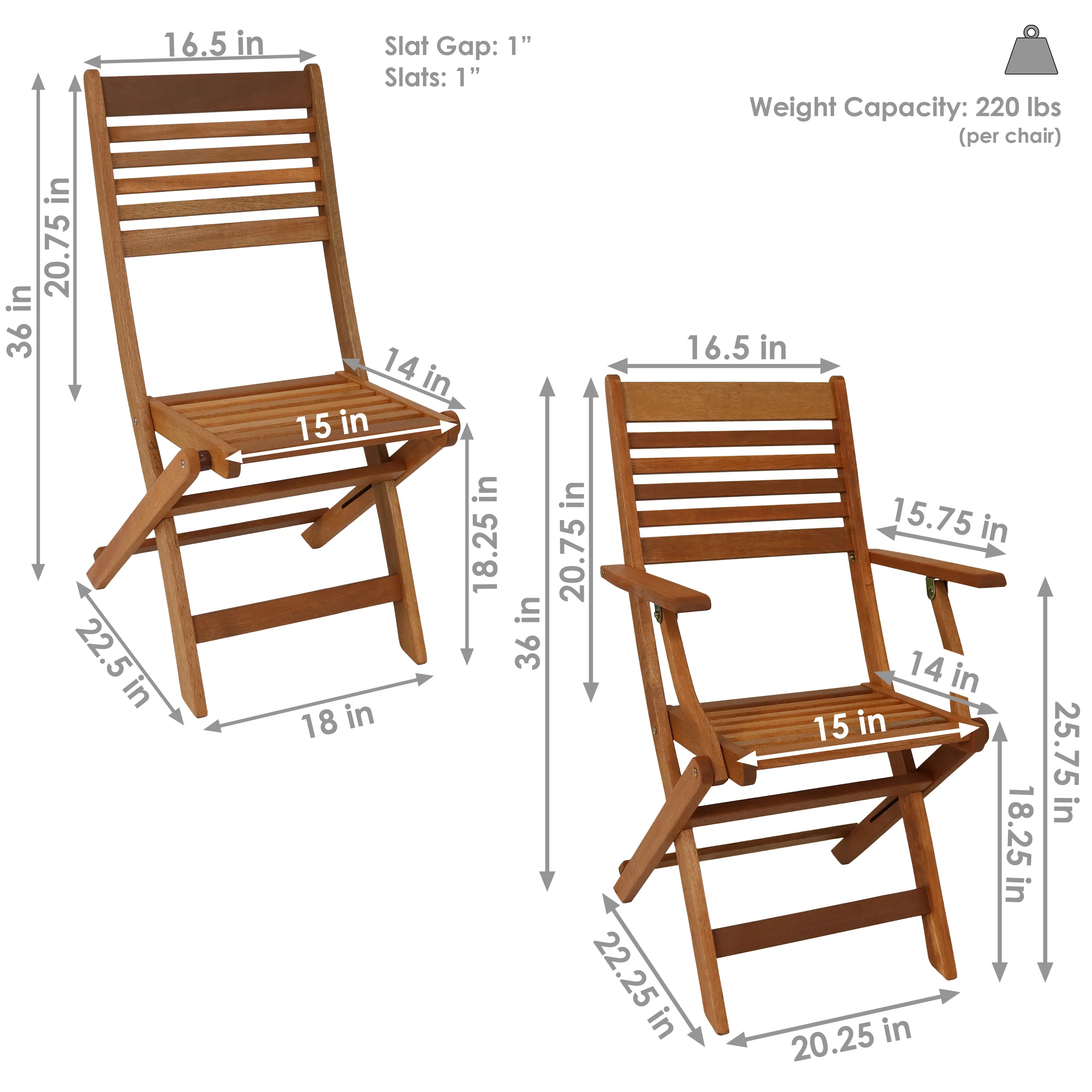 Sunnydaze Meranti Wood 5-Piece Outdoor Folding Patio Dining Set