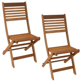 Sunnydaze Meranti Wood Outdoor Folding Patio Chairs - Set of 2