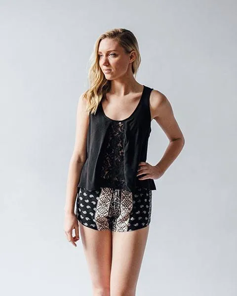 Surf Gypsy | Black Lace Fly-Back Tank