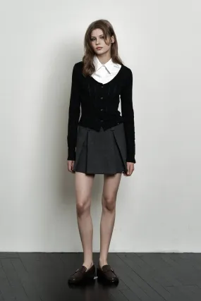 [SYNERJYN] FW 24 PLAIN V-NECK CARDIGAN BLACK