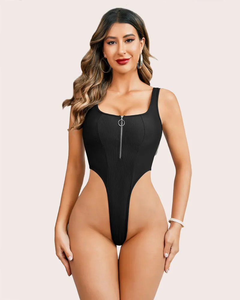 Tank Tops High Cut Body Suits Zip Up Leotards