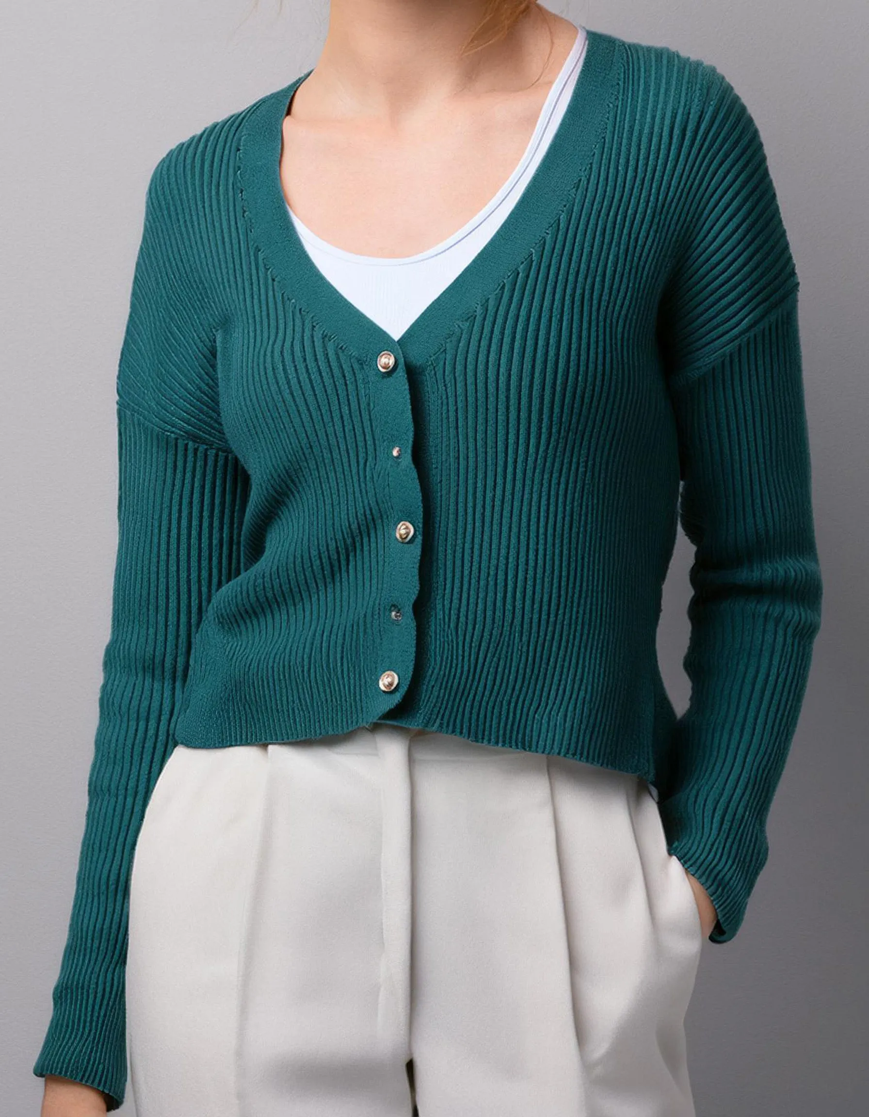 Teal V-Neck Cardigan