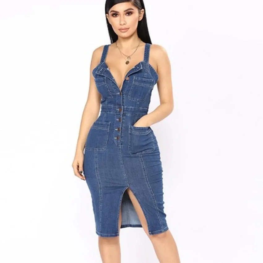 TEEK - Denim Tank Dress w/Pockets