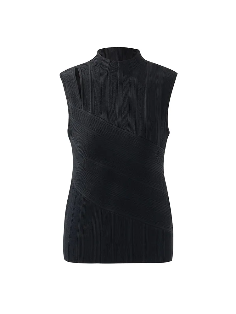 Tencel-Acetate Blend Cut-Out Women Tank Top