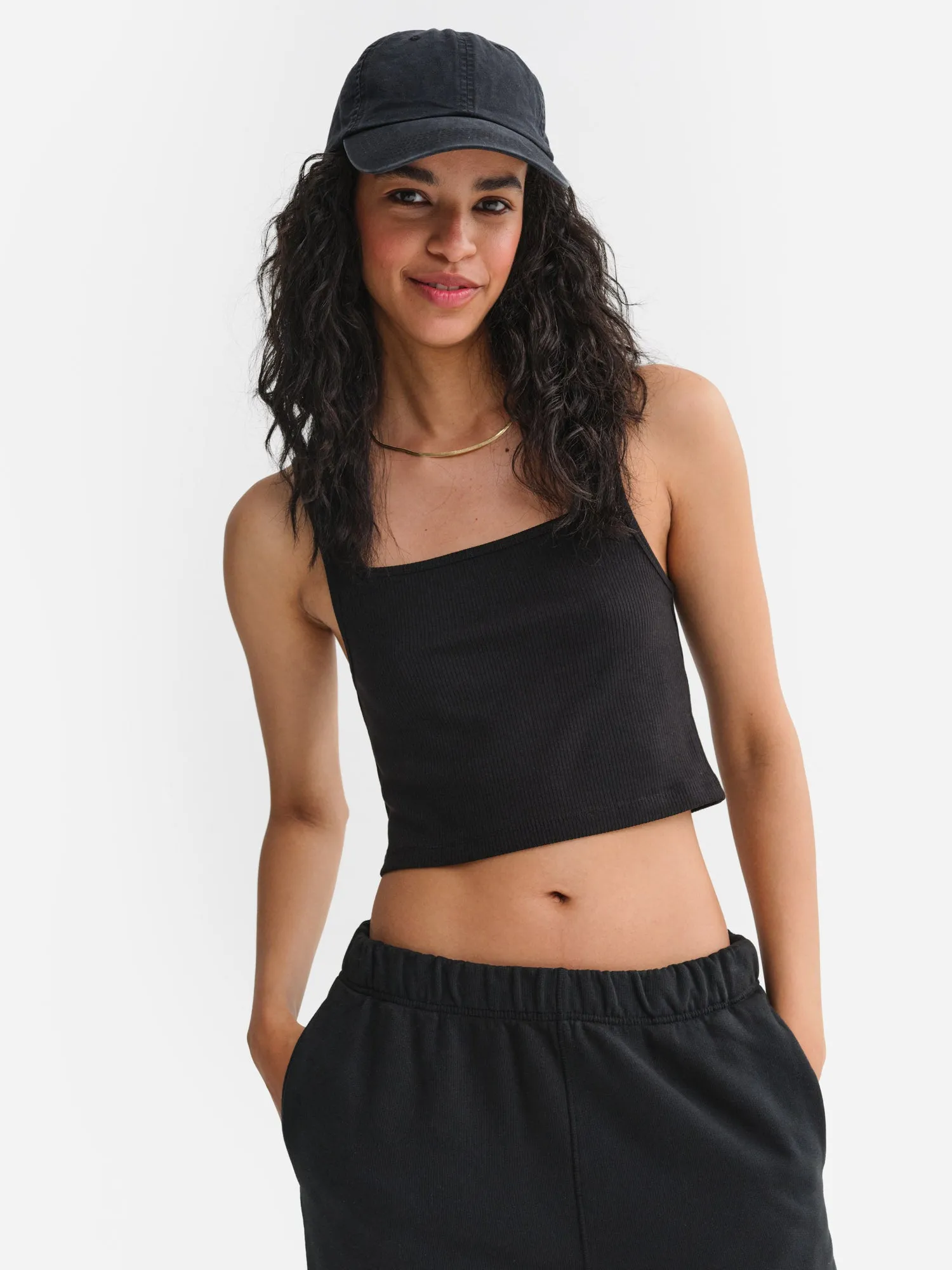 Tencel Rib Crop Square Tank